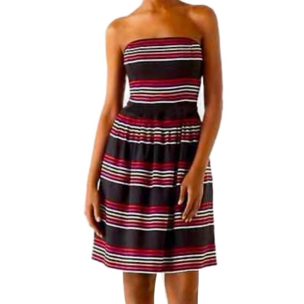 White House Black Market Strapless dress- striped
